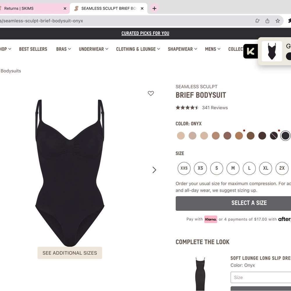 NEW SKIMS Bodysuit ONYX